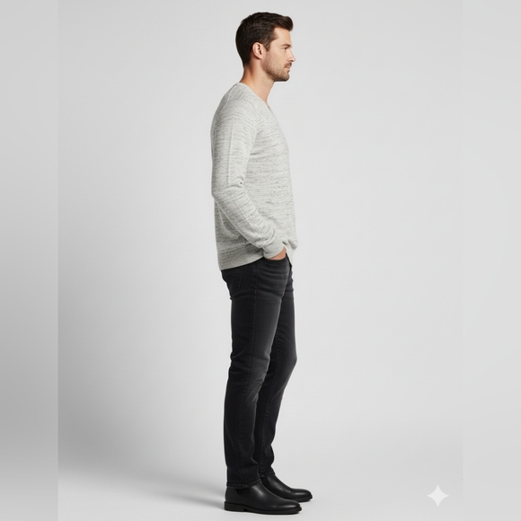 Merona Men's Light Gray V-Neck Pullover Sweatshirt Size Small - Picture 4 of 7